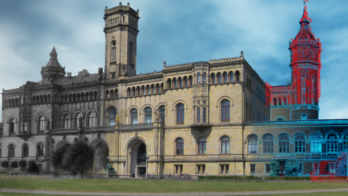 Foto: Welfenschloss mit 3D Modellierung 